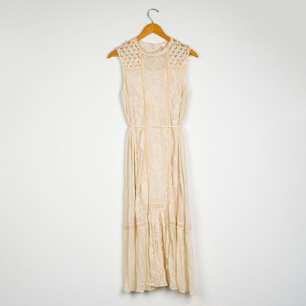 Tiny Anthropologie Sleeveless Floral Lace Maxi Dress Pullover Keyhole size Small